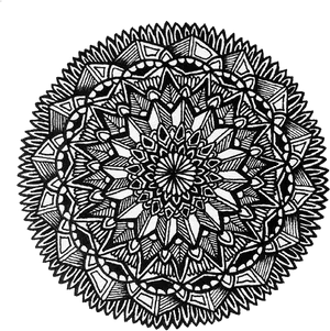 Intricate Blackand White Mandala Art PNG image