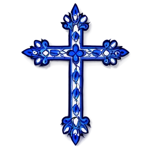 Intricate Blue Cross Detail PNG 06292024 PNG