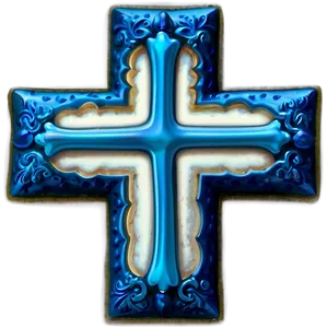 Intricate Blue Cross Detail PNG Yke