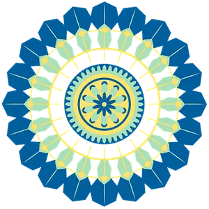 Intricate Blue Gold Mandala Art PNG image
