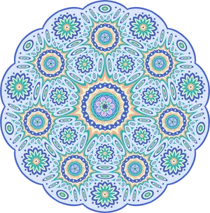 Intricate Blue Green Mandala Art PNG image
