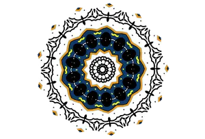Intricate Blue Orange Mandala Art PNG image