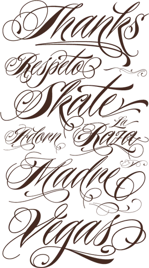 Intricate Calligraphy Tattoo Design PNG image