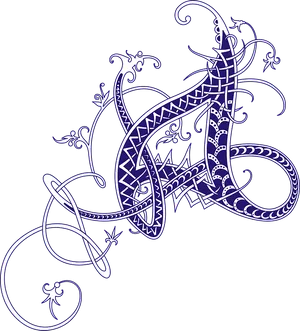 Intricate Celtic Dragon Calligraphy Art PNG image