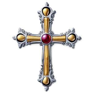 Intricate Chrome Heart Cross Decoration Png 06132024 PNG image