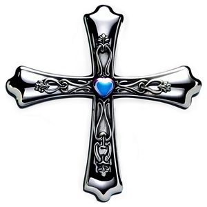 Intricate Chrome Heart Cross Decoration Png Oax PNG image