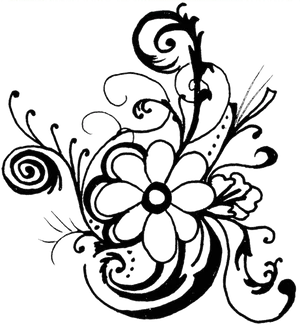 Intricate Floral Design Black White PNG image
