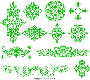 Intricate Green Ornament Vectors Collection PNG image