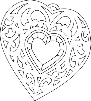 Intricate Heart Design Blackand White