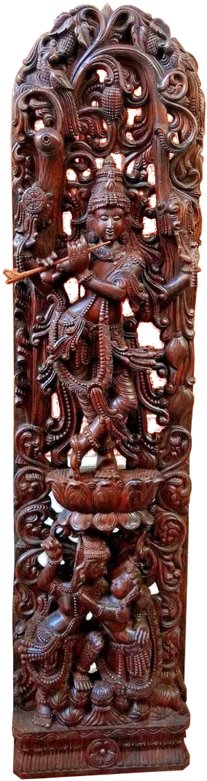 Intricate Hindu Deity Carving PNG image