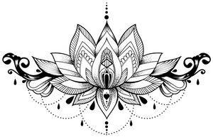 Intricate Lotus Flower Outline PNG