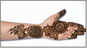 Intricate Mehndi Designon Handand Arm PNG image