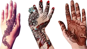 Intricate Mehndi Designson Hands PNG image