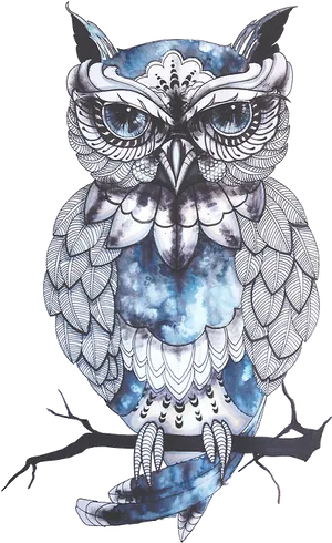 Intricate Owl Tattoo Design PNG