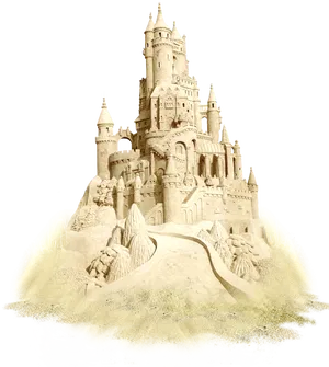 Intricate Sand Castle Sculpture PNG image