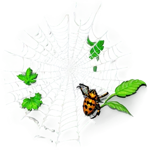 Intricate Spider Web With Leavesand Insect PNG image