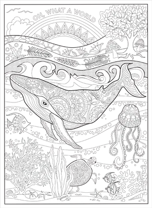Intricate Underwater World Coloring Page PNG