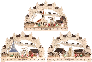 Intricate Wooden Christmas Pyramid Craft PNG image