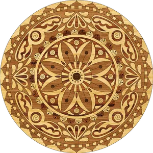 Intricate Wooden Mandala Design PNG image