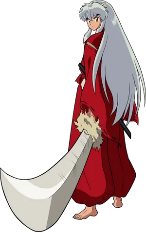 Inuyasha_with_ Tessaiga_ Anime_ Character PNG image