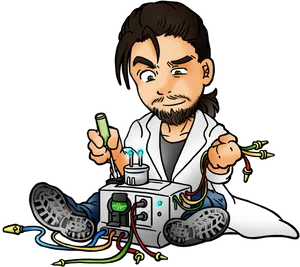 Inventive Scientist Cartoon Character PNG image