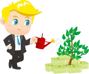 Investment Growth Concept Cartoon Businessman PNG
