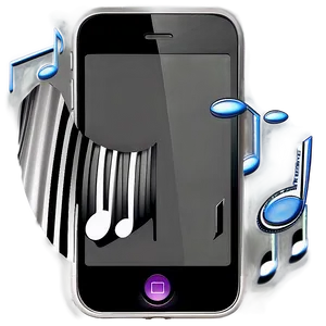 Iphone With Music Notes Floating PNG 05062024