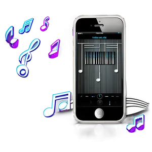 Iphone With Music Notes Floating PNG Omg95