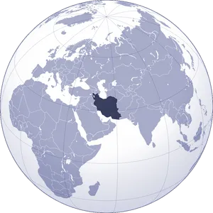 Iran Highlighted Global Map PNG image