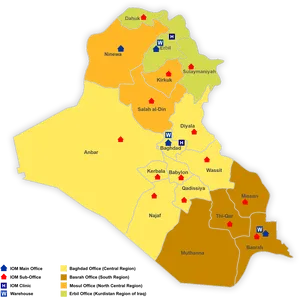 Iraq Administrative Divisionsand Organizational Locations Map PNG image