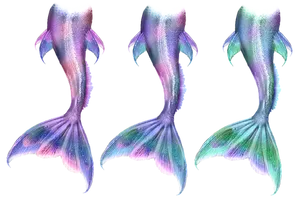 Iridescent Mermaid Tails Triptych PNG image
