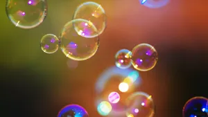 Iridescent Soap Bubbles Floating PNG image