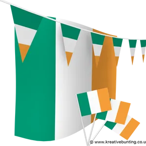 Irish Flag Buntingand Handheld Flags PNG image