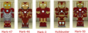 Iron Man Armor Evolution Pixel Art PNG image