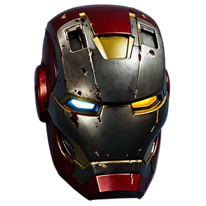 Iron Man Helmet With Battle Damage PNG 06122024 PNG