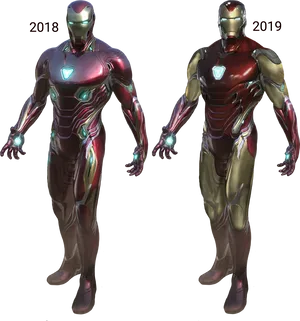 Iron Man Suit Evolution2018vs2019 PNG image