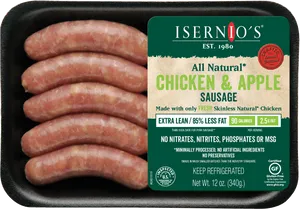 Isernios Chicken Apple Sausage Packaging PNG image