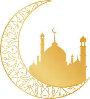 Islamic Crescentand Mosque Design PNG image