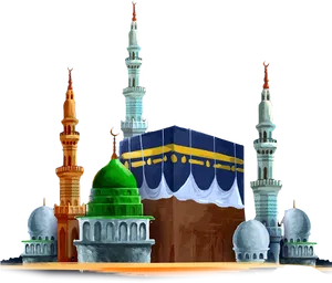 Islamic Holy Sites Illustration PNG image