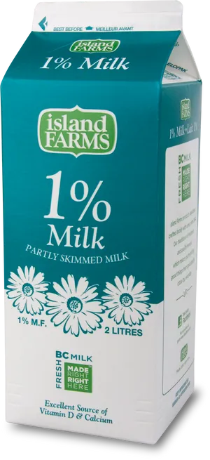 Island Farms1 Percent Milk Carton PNG image