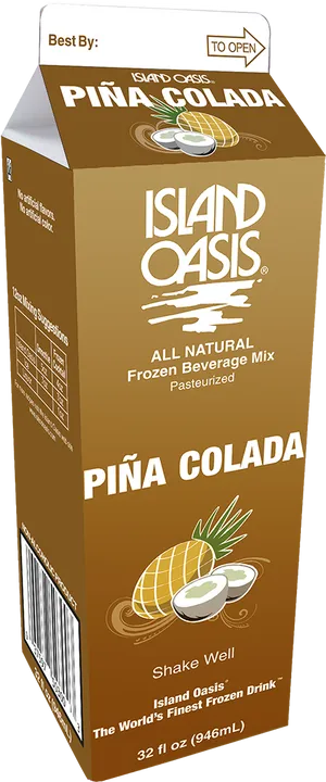 Island Oasis Pina Colada Frozen Mix Packaging PNG image