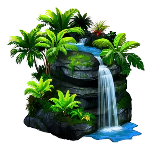 Island Waterfall Paradise Png 05232024 PNG image