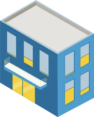 Isometric Blue Building Vector PNG image