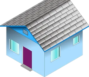Isometric Blue House Illustration
