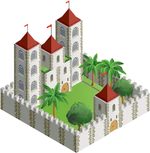 Isometric Castle Illustration PNG image