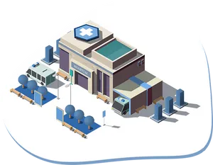 Isometric Hospital Illustration PNG image