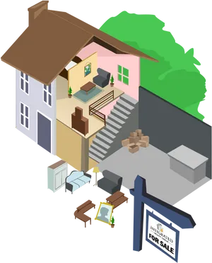 Isometric House For Sale Illustration PNG image