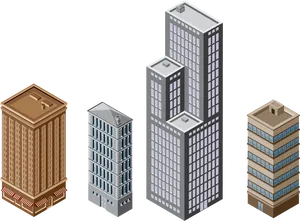 Isometric Skyscrapers Vector Illustration PNG