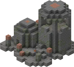 Isometric Underwater Ruins Structure PNG image