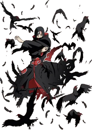 Itachi Uchiha Crows Illusion PNG image